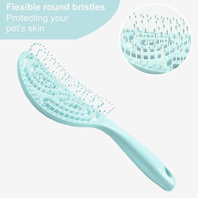 Eco-Friendly Detangling Pin Brush for Dogs and Cats | Ergonomic Handle Pet Brush for Wet or Dry Hair, Gentle Grooming Tool for Pets, Green