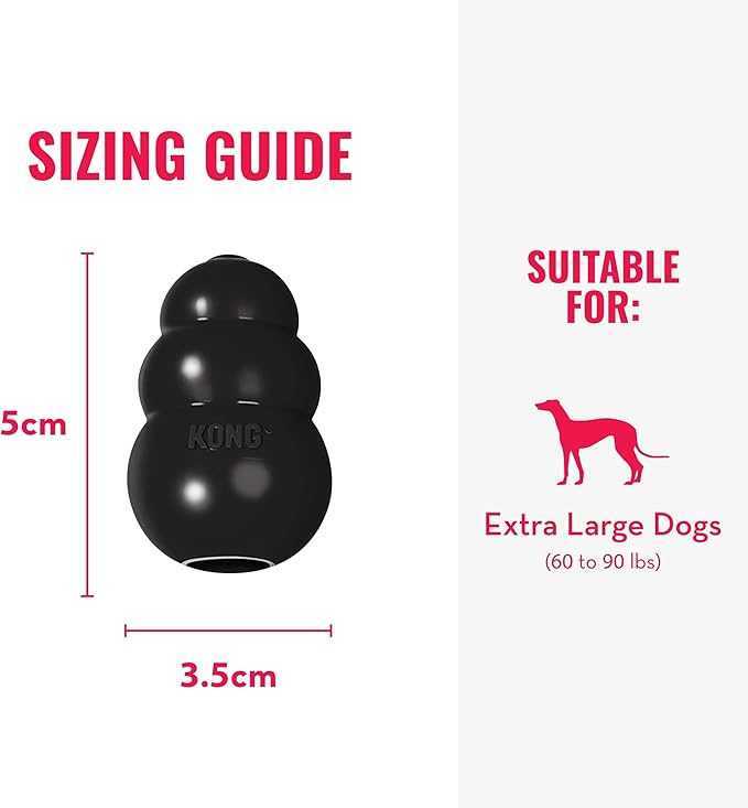 KONG Extreme Dog Toy - Fetch & Chew Toy - Treat-Filling Capabilities & Erratic Bounce for Extended Play Time Most Durable Natural Rubber Material - for Power Chewers - for X-Large Dogs