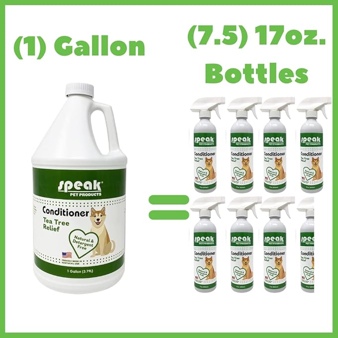 Natural Leave-in Conditioning Dog Spray Refill with Pump, Tea Tree Relief, 1 Gallon