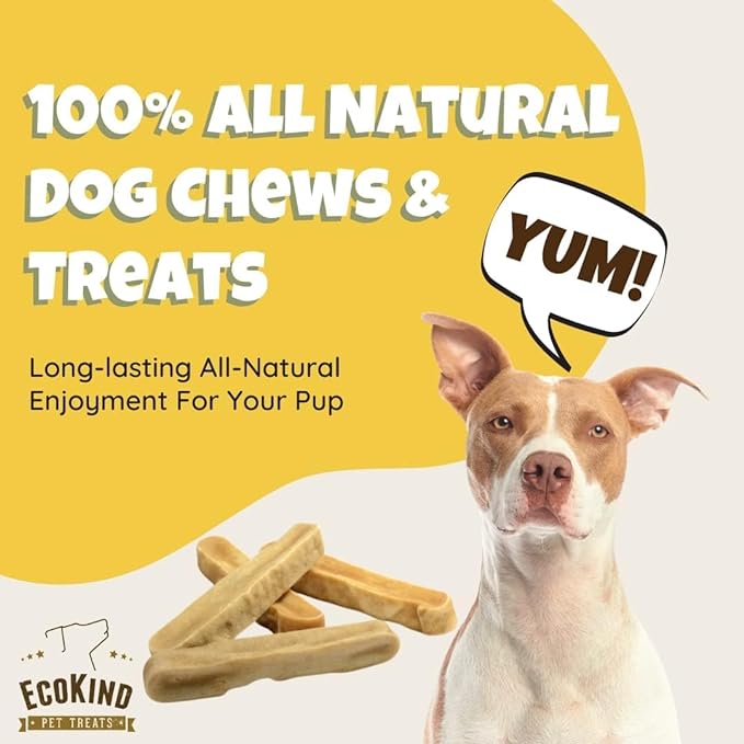 EcoKind Premium Gold Yak Cheese Himalayan Dog Chews, Healthy Dog Treats, Yak Chews for Small Dogs, All Natural, Long Lasting Dog Chew for Aggressive Chewers, High Protein Puppy Treat, Small - 4 Chews