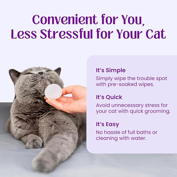 Cat Chin Acne Wipes, Feline Acne Treatment (50 Wipes), Pink