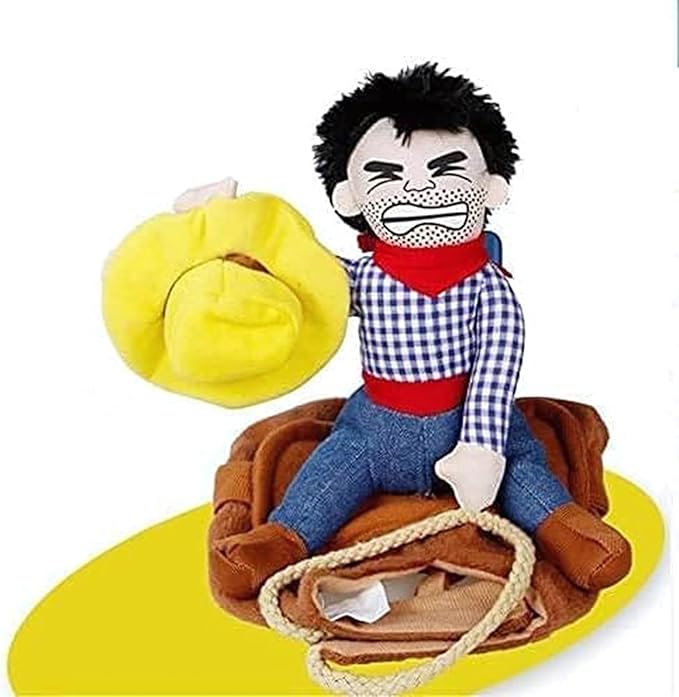 T2Y Cowboy Rider Dog Costume - Halloween Dog Costumes for Small Dogs or Cats, Dogs Clothes Knight Style with Doll and Hat for Halloween Day Pet Costume(XS)