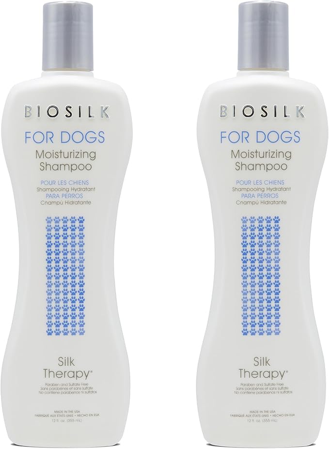 BioSilk for Dogs Silk Therapy Moisturizing Shampoo | Best Moisturizing Shampoo for All Dogs And Dogs With Dry, Itchy, and Sensitive Skin | 12 Oz Dog Shampoo - 2 Pack