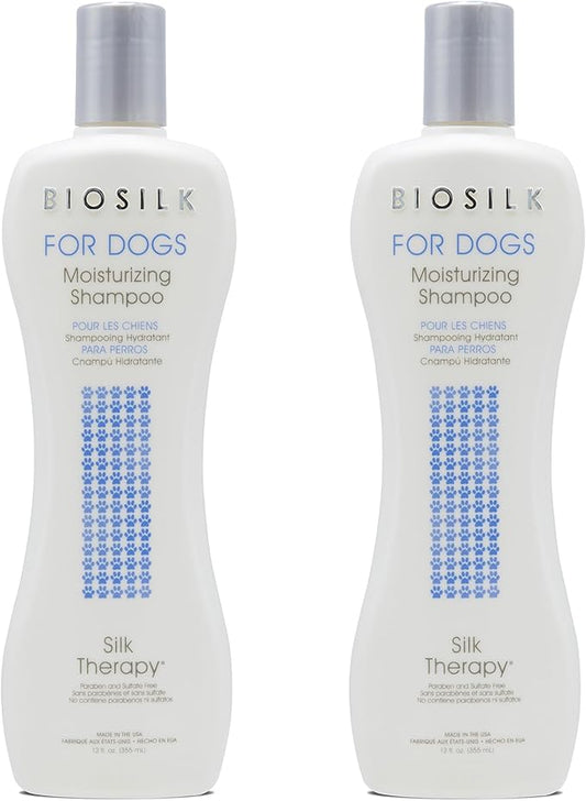 BioSilk for Dogs Silk Therapy Moisturizing Shampoo | Best Moisturizing Shampoo for All Dogs And Dogs With Dry, Itchy, and Sensitive Skin | 12 Oz Dog Shampoo - 2 Pack