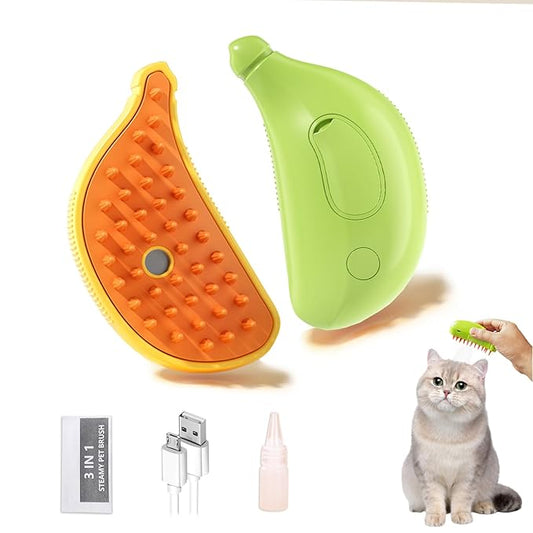 Cat Steam Brush for Dogs and Cats - Defur Comb With Water Spritz for Shedding ALD-001-CO (Random Color-Green or Yellow)