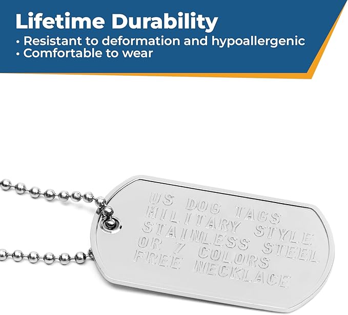 GoTags Pet ID Custom US Military Dog Tag Personalized ID Set. Complete with Chains and Silencers