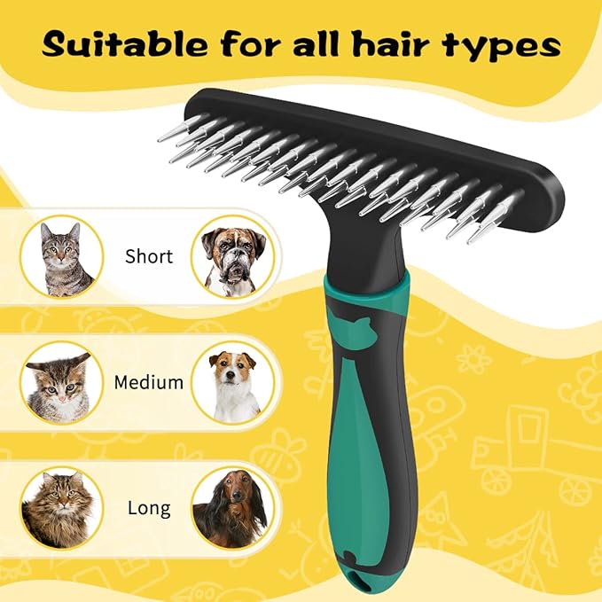 Carpet Restoration, Carpet Rake, Carpet Groomer Rake, Shag Rug Rake, Hair Cleaner Suitable for Rug and Carpet Undercoat Rake Comb, Slicone Handle Deshedding Brush for Dogs (Green)