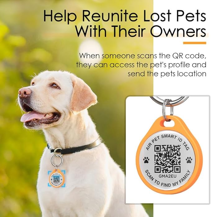 ADVENTUREMORE AIR Pet ID Tag-6pcs QR Code Tag & Smart ID Tag Small Personalized Name Plate with Online Profile - Dog Cat Tag Scan QR Receive Instant Pet Location Alert Email