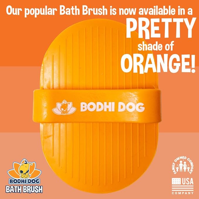 Bodhi Dog Shampoo Brush - Pet Grooming & Bath Supplies for Cats and Dog - Bath Brush for Long & Short Hair - Premium Scrubber for Shower, Bathing & Massage (One Pack, Orange)