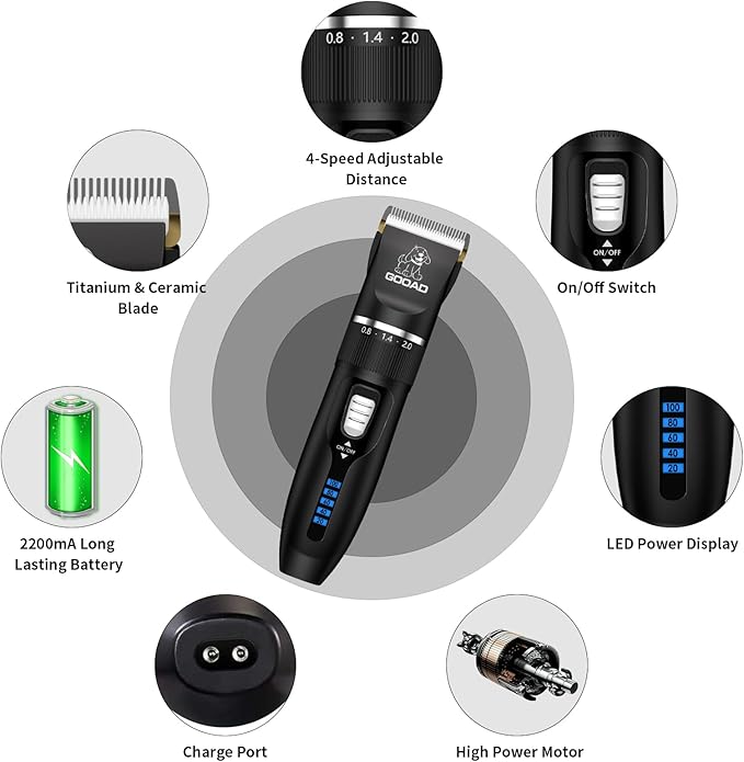 Cat Clippers for Matted Hair, Cat Grooming Kit, Cordless Cat Shaver for Long Hair, Low Noise Paw Trimmer, Cat Hair Trimmer for Grooming,Quiet Pet Hair Clippers Tools for Cats Dogs (Black)