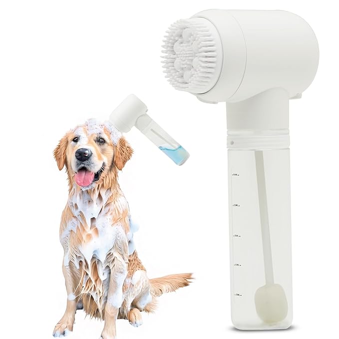 Automatic Foam Soap Dog Bath Brush, Foam Dispenser, Pet Spa Instrument with Soft Silicone Brush, Three Mode Adjustment Deep Cleaning Dog Bath Brush, Suitable for Short-haired and Long-haired Pets