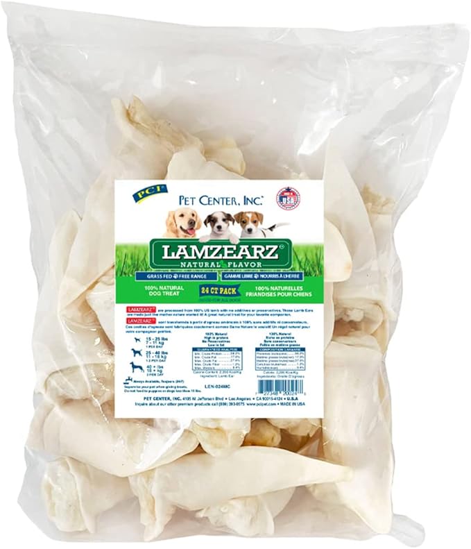PCI Pet Center Inc Lamzearz - 24 Pack of Premium Lamb Ear Dog Treats