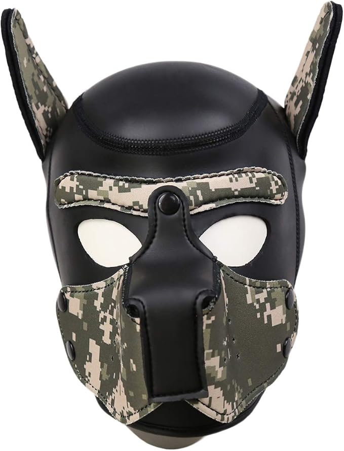 Neoprene Puppy Hood Camo Full Face Mask Cosplay Costume Dog Head Masks