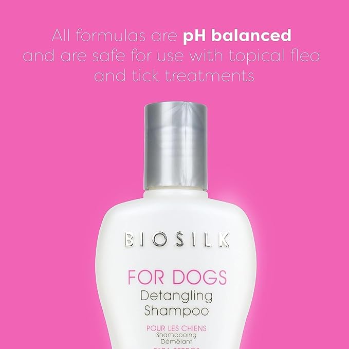 BioSilk Silk Therapy Detangling Dog Shampoo | Sulfate and Paraben Free | Matted Hair Detangler for All Adult Dogs, 12 Fl Oz - 2 Pack