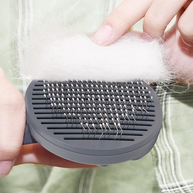 AULEODOR Self-Cleaning Grooming Brush for Dogs Cats Rabbits Pet Brush for Massage Shedding Fur Comb for Long & Short Haired Deshedding Tool Removes Loose Undercoat Mats Tangled Hair(Green)