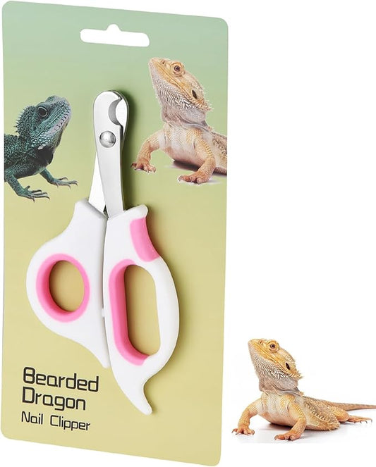 Bearded Dragon Nail Clippers,Stainless Steel Bearded Dragon Toe Nail Clippers with Precise Angled Edges (Pinky White)