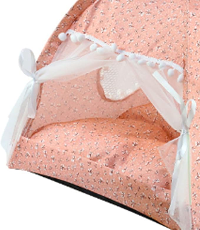 Cat House Indoor, Indoor Pet Tent, Indoor Tent House Pet Dog Cute Floral Cave Nest Bed Portable Dog Tents Detachable Cat Tent for All Seasons ()