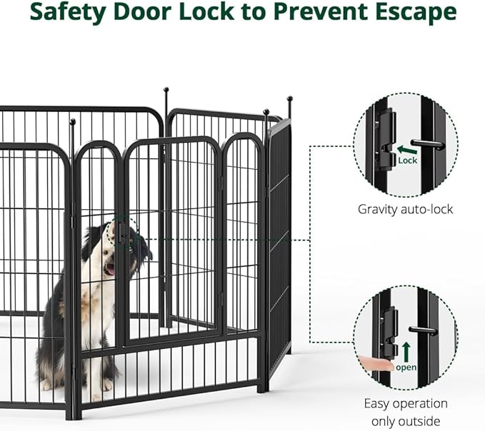 PawGiant Dog Fence Playpen 24”/32”/40” Indoor Outdoor for Small/Medium/Large Dogs, Metal Pet Puppy Cat Exercise Fencing Gate Crate Cage Outside RV, Camping, Yard, Garden