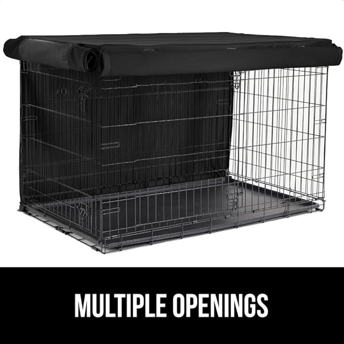 GORILLA GRIP Dog Crate Covers Compatible with Amazon Basics Dog Crates, All Sides Open, Privacy Cover Fits 30" Wire Kennel, Breathable Mesh Windows, Light Reducing Puppy Training Cage Topper, Black