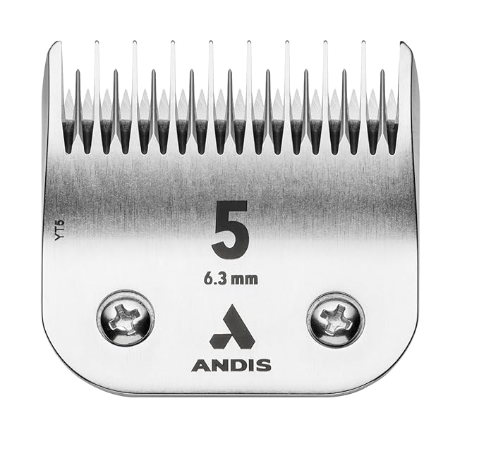 Andis Carbon Infused Steel UltraEdge Dog Clipper Blade, Size-5 Skip Tooth, 1/4-Inch Cut Length (72640),Chrome