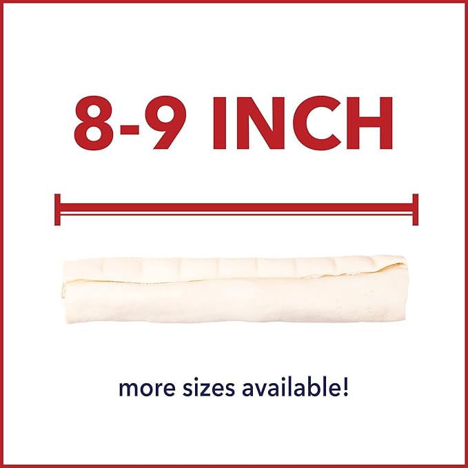 Pet Factory American Beefhide 8-9" Rolls Dog Chew Treats - Natural Flavor, 8 Count/1 Pack
