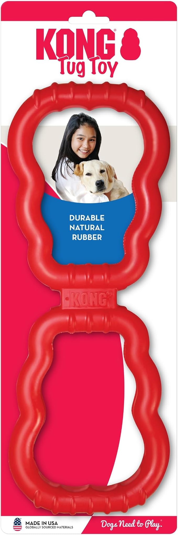 KONG Tug Toy - Dog Supplies for Tug of War - Natural Rubber Dog Toy for Outdoor & Indoor Playtime - for Medium/Large Dogs