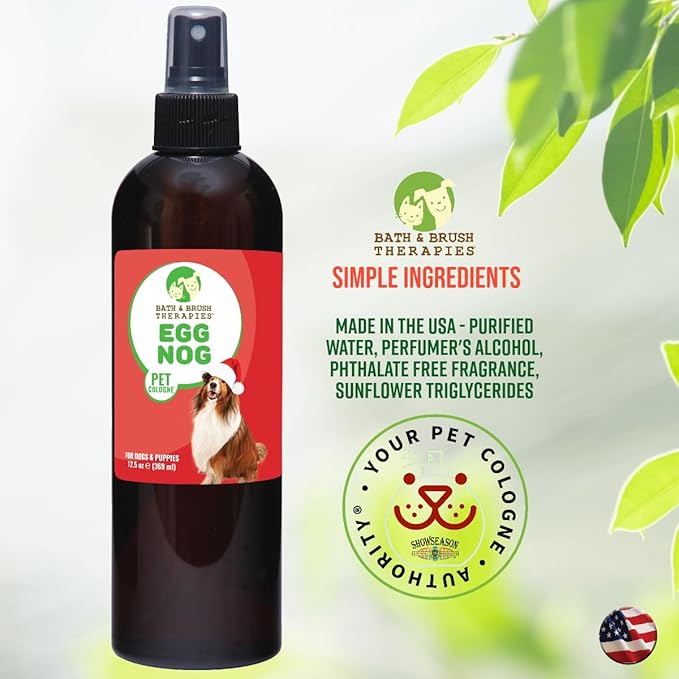 Bath & Brush Therapies® Egg Nog Pet Cologne For Dogs 12.5 oz | Long-Lasting Odor Eliminator | Paraben-Free | Biodegradable & Non-Toxic | Made in USA