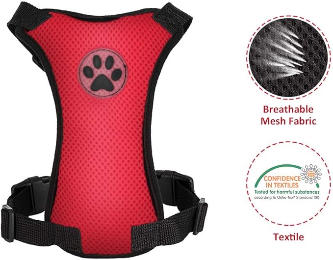 SlowTon Dog Seat Belt Harness for Car, Dog Car Harness Adjustable Mesh Breathable & Dog Seatbelt Safety Tether with Elastic Bungee for Small Medium Large Pets