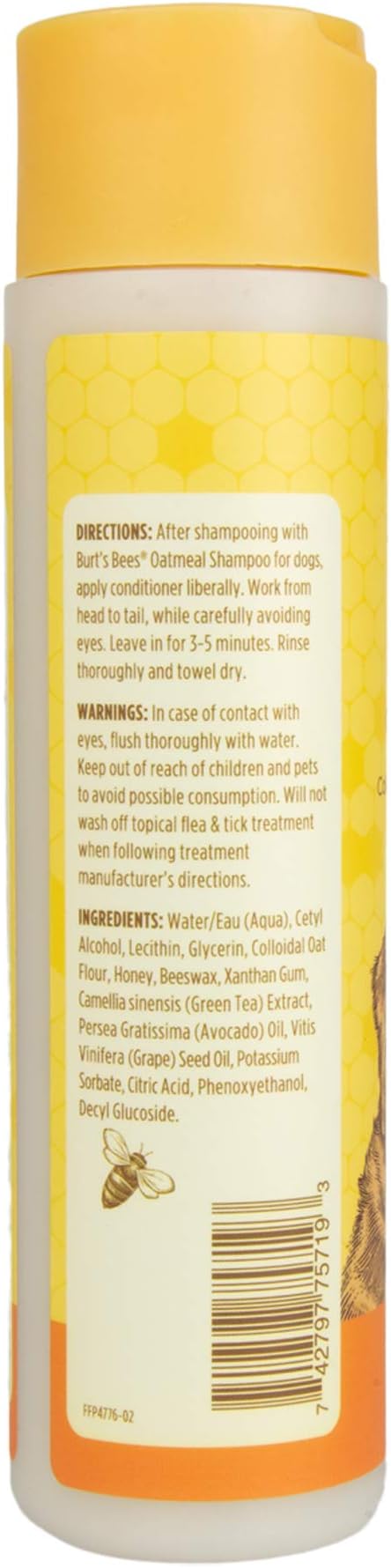 Burt's Bees for Pets Oatmeal Dog Conditioner with Colloidal Oat Flour and Honey, 95% Natural Origin Formulas, Gentle Dog Conditioner, Best Dog Conditioner for Itchy Dogs, 10 oz
