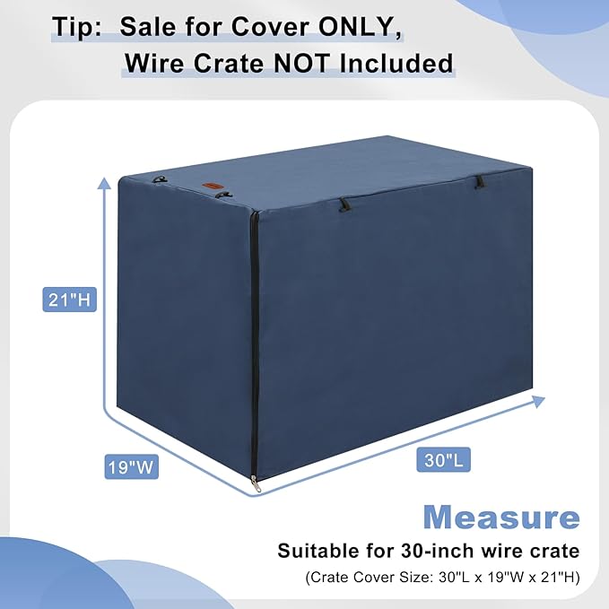Dog Crate Cover - Kennel Covers Fit for 30 Inch Dog Crate, Double Door Polyester for Wire Puppy Crate Indoor Outdoor Protection, Blue