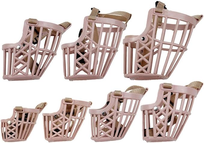 7pcs/Set Plastic Dog Muzzle, Anti Bite Adjustable Pet Basket, Dogs Training Mouth Cover Mesh Cage, Breathable Comfortable