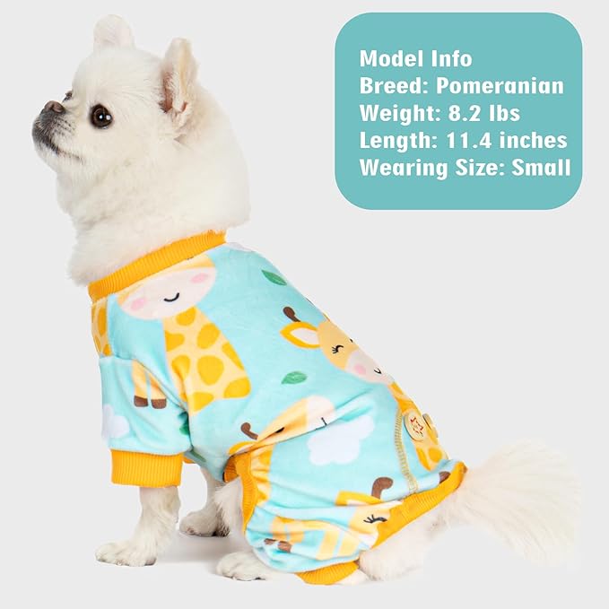 KYEESE Dog Pajamas Soft Dog Clothes Giraffe Dog Pjs Dog Onesie Small Dog Pajamas Comfy Dog Costume Dog Coat Stretchy Dog Pajamas for Small Dogs, X-Large