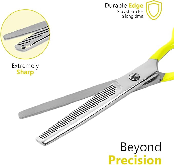 Laazar Dog thinning shears for dogs - Sharp Stainless Steel Blades with Colorful Handles, Safe and Easy-to-Use With Beautiful results, Long Lasting dog grooming thinning shears