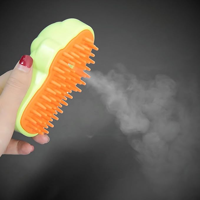 3-in-1 Pet Grooming Brush for Dogs & Cats - Steam Brush with Dual Functions, Moisturizer, Release Button, Water Reservoir - Lime, Pet Shedding & Dematting Brush