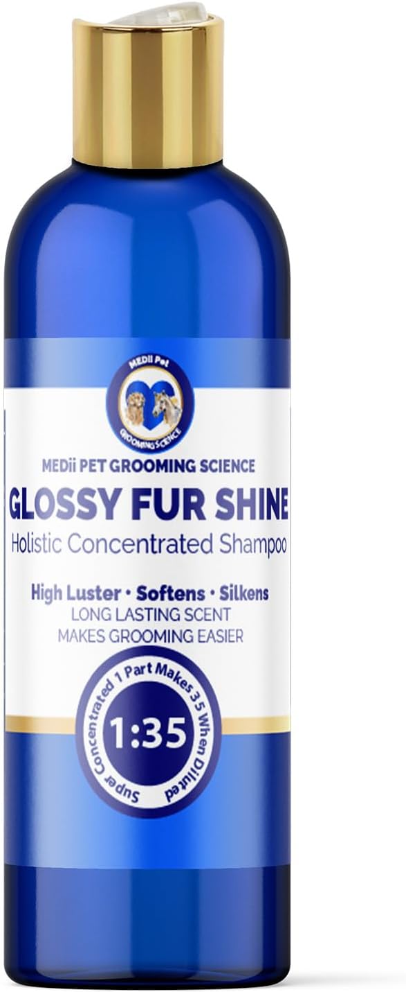 Concentrated Glossy Fur Shine - Professional Grooming Conditioner & Hair Detangler Spray for Dogs & Horses, Makes 4 Gallons, 16oz