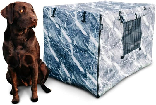 Dog Crate Cover 42 Inch Waterproof | Dog Kennel Cover with Front and Side Openings | Unique Marble Pattern | Dog Cage Covers for Dog Crates, Large Dog Crate Cover, Dog Crate Covers 42 Inch