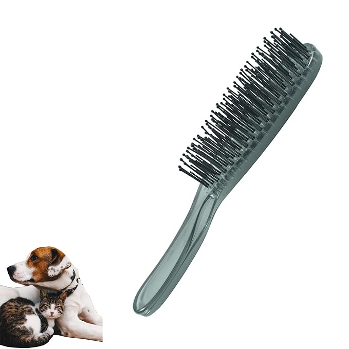 Dog Grooming Bath Brush, Pet Instant Detangler Pin Brushes, Soft Silicone Shampoo Soothing Comb for Wet Dry Long Short Haired Small Dogs & Cats Massaging, Deshedding Shower Scrubbing, Grey