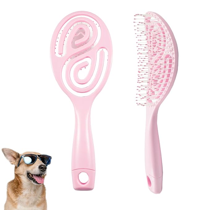 Eco-Friendly Detangling Pin Brush for Dogs and Cats | Ergonomic Handle Pet Brush for Wet or Dry Hair, Gentle Grooming Tool for Pets, Pink