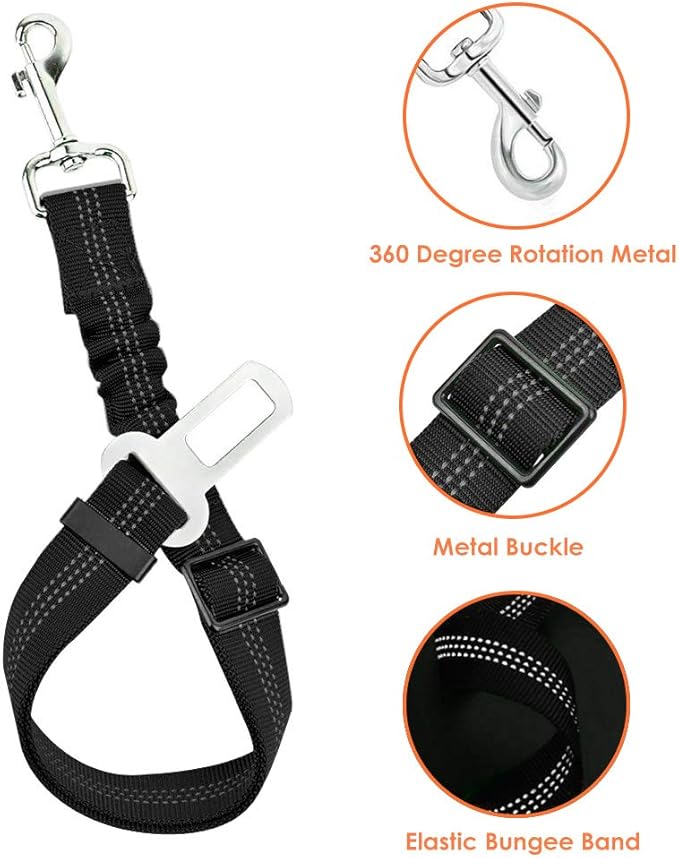 SlowTon Dog Seat Belt Harness for Car, Dog Car Harness Adjustable Mesh Breathable & Dog Seatbelt Safety Tether with Elastic Bungee for Small Medium Large Pets