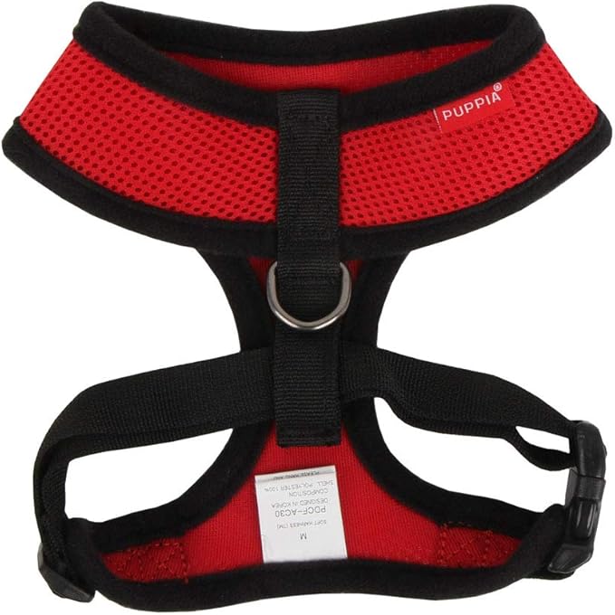 Authentic Puppia Soft Dog Harness, Red - Medium