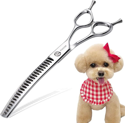Curved Chunkers Shears Dog Grooming Scissors 7.0 in Professional Downward Thinning Shears for Dogs Cat Pet Japan 440C Stainless Steel Sharp and Durable(7.0 In, Chunker)