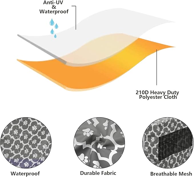 Dog Crate Cover for Wire Crates, Heavy Nylon Durable Waterproof Windproof Pet Kennel Cover Indoor Outdoor Protection - Cover only - GrayPaw - Xlarge, 42-Inch