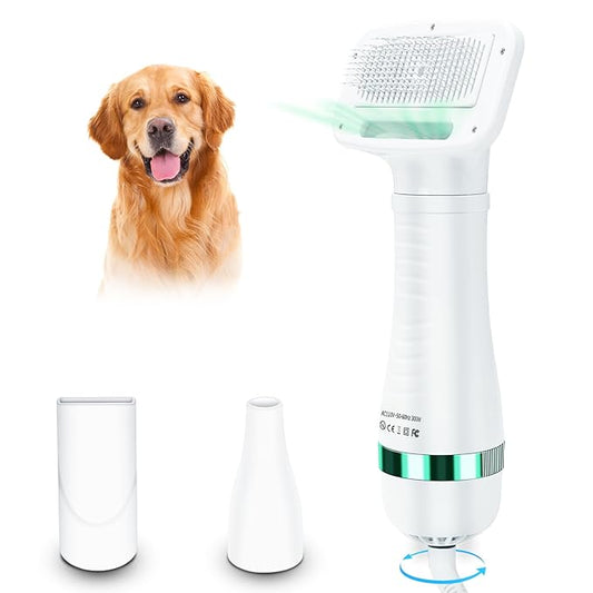 Pet hair dryer | Portable silent 2-in-1 pet beauty hair dryer with replaceable self-cleaning brush | Adjustable temperature | Suitable for small and medium-sized cats and dogs