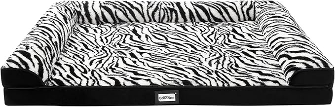 BALANCE Orthopedic Dog Bed, Egg Crate Foam Dog Couch for Pet Sleeping, Pet Sofa with Removable Washable Cover & Nonskid Bottom, Comfy Dog Bed for Extra Large Dog, Black