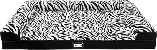 BALANCE Orthopedic Dog Bed, Egg Crate Foam Dog Couch for Pet Sleeping, Pet Sofa with Removable Washable Cover & Nonskid Bottom, Comfy Dog Bed for Extra Large Dog, Black