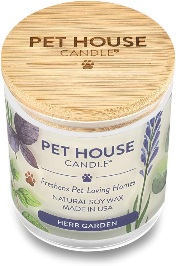 Pet House 9 oz Herb Garden Scented Pet Odor Candle, Clean Burning, Long Lasting, Plant Based Spring, Summer Scented Soy Candles, 60 Hour Burn Time, Pack of 2