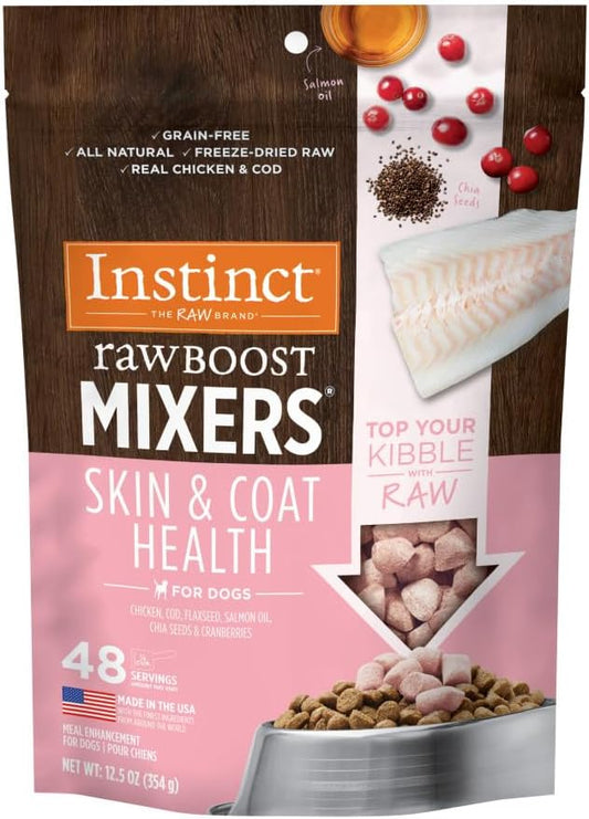 Instinct Raw Boost Mixers Freeze Dried Dog Food Toppers For Dry Food, Grain Free Dog Food Toppers with Chicken For Dogs - Skin and Coat Health, 12.5 oz