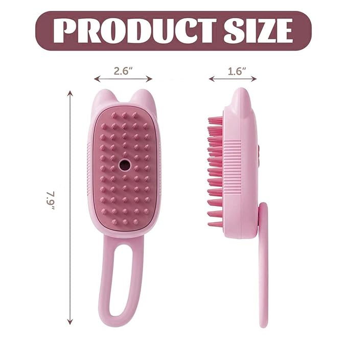 Cat Steam Brush for Shedding, Steam Brush for Indoor Cats, Water Brush, Cat Spray Mist Massaging Brush, Pet Hair Removal Brush, Suitable for Cats, Dogs and Rabbits, Cat Cleaning Brush
