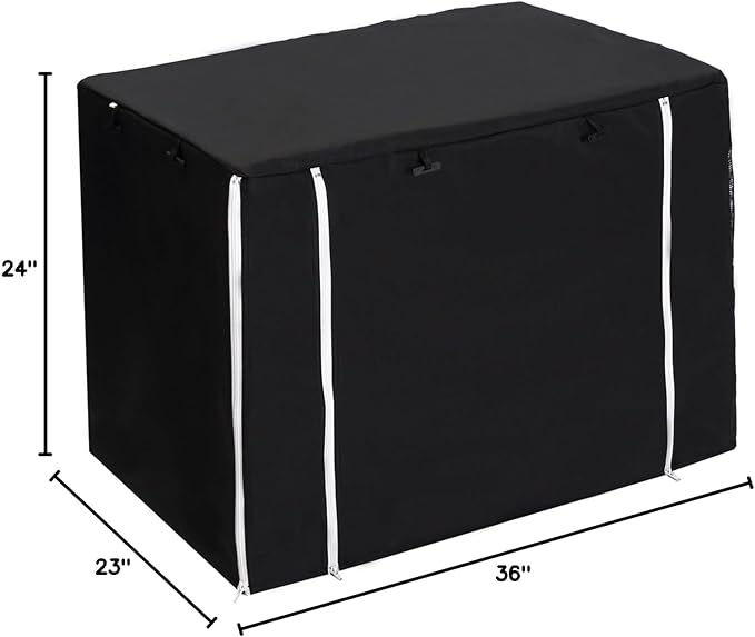 Morezi Dog Crate Cover for Wire Crates Kennel 2 Doors Heavy Duty Waterproof Windproof Soundproof Pet Cage Cover Home Decoration - Cover only Black Fits 36 Inch Crates
