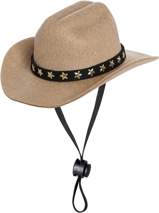 choyaxo Pet Cowboy Costume Cosplay Cap Halloween Costumes for Dogs Cat Pet Party Decoration Mini Cowboy Hat (Khaki, Small)